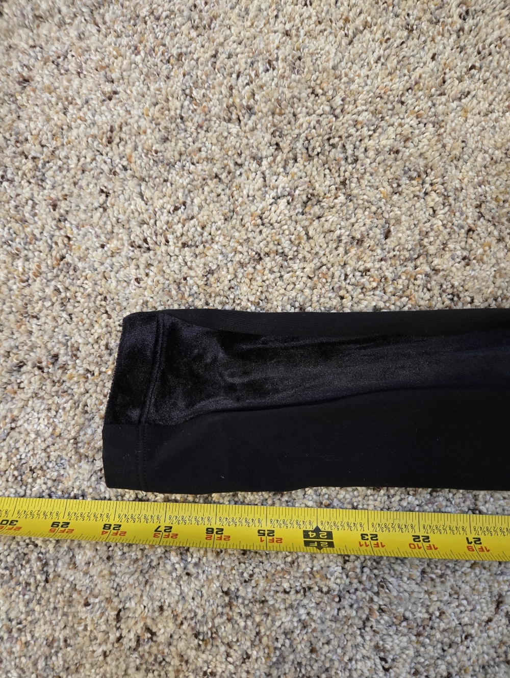 Athleta Black Velvet Panel Leggings High Rise Zip Pocket XS Yoga Luxe - Picture 7 of 8